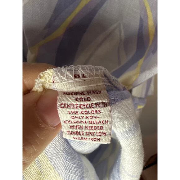 JM Collection Linen Shirt Purple Button Collar Long Roll Sleeve V-Neck Sz 14 - Picture 8 of 8